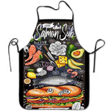 Cross border apron polyester digital print pizza print apron waterproof and oil resistant kitchen sleeveless household apron print