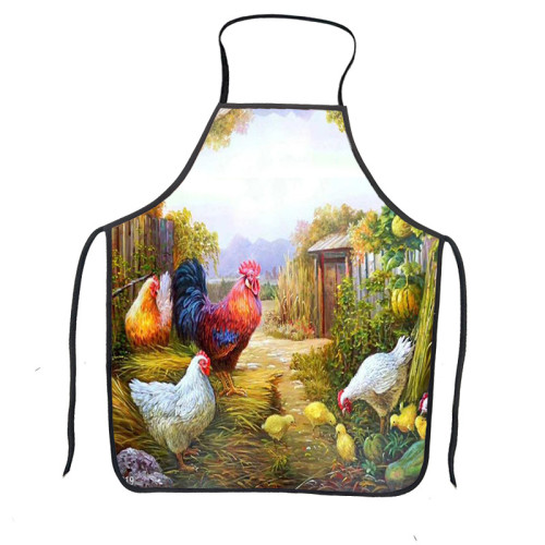 Cross border e-commerce best-selling innovative 3D digital printed rooster printed waterproof and anti fouling apron for home use