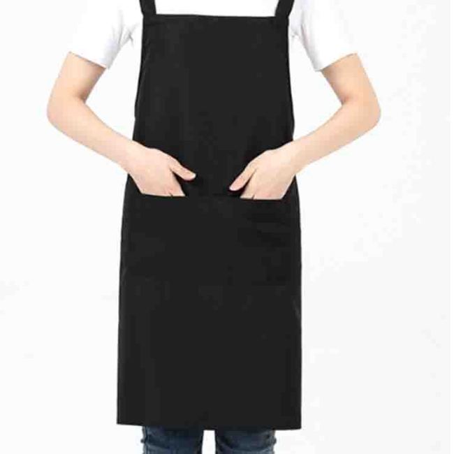 Cross border exclusive supply of waterproof and oil proof aprons with shoulder straps, silk screen advertising, logo printing, wholesale, H-shaped shoulder aprons with shoulder straps
