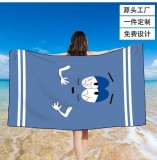 Manufacturer's cross-border direct supply of square beach towels, quick drying towel cloth, bath towel shawl, double-sided velvet, single-sided printing