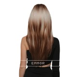 European and American New Natural Wig Women's Center Split Octagonal bangs Gradient Dyed Brown Long Straight Hair Full Head Wig