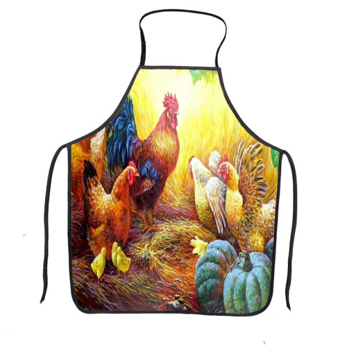 Cross border e-commerce best-selling innovative 3D digital printed rooster printed waterproof and anti fouling apron for home use