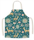 Supply of waterproof and anti fouling pastoral style printed aprons, customized kitchen barbecue aprons, fresh pastoral style printed aprons