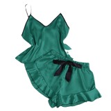 Denilyn sexy camisole dress for home wear, women's summer fashion vest, shorts set, silk and ice silk pajamas for home use