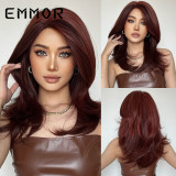 EMMOR Amazon's new gradient slightly off center French style bangs, micro curls, medium length synthetic wigs, full head