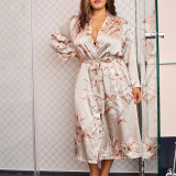 New Fat Plus Size Pajamas for Women Spring/Summer Thin Fashion Printed Pajamas Long Casual Cardigan Home Furnishings