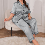 Summer simulation silk oversized pajamas, fashionable casual shirts, pajama sets, sexy and comfortable women's home clothing wholesale