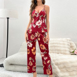 Wholesale of new ice silk home clothing for women, thin and breathable camisole, tank top, long pants set, small and fresh striped pajamas for women
