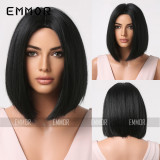 Bobo short hair wig for women with reduced age, Europe and America 2023 fashionable new full set black female wig