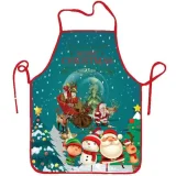 Customized hanging neck style simple Christmas apron made of polyester fabric, digital printed sleeveless Christmas apron decoration