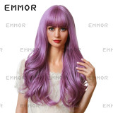 Newly released Christmas and Halloween holiday cosplay anime with air bangs and large waves, purple wig for women