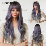 Newly released Christmas and Halloween holiday cosplay anime with air bangs and large waves, purple wig for women