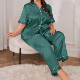 Summer simulation silk oversized pajamas, fashionable casual shirts, pajama sets, sexy and comfortable women's home clothing wholesale
