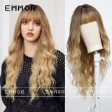 Color classification, fashionable women's European and American style wig, full head set, air bangs, long curly hair, multi-color, natural, versatile, and atmospheric, wig