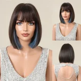 European and American New Qi Liu Hai Bo Bo Tou Women's Wig Summer Light and Thin Breathable Multi color Optional Wig Full Head Set