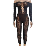 Amazon's new leopard print one shoulder high waisted jumpsuit with tight fitting oversized yoga pants seamless jumpsuit YDT023