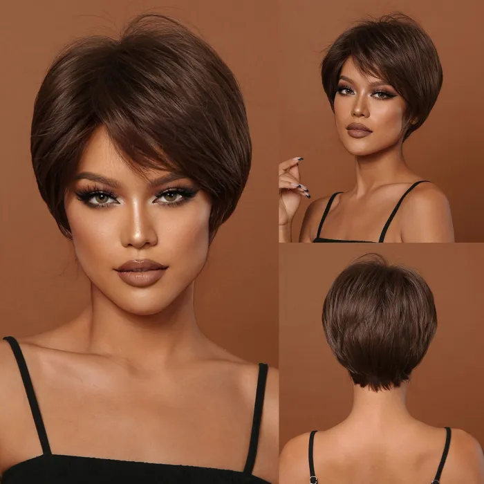 New fashion hot selling summer short hair, European and American style natural wig, women's short hair, age reducing full set wig