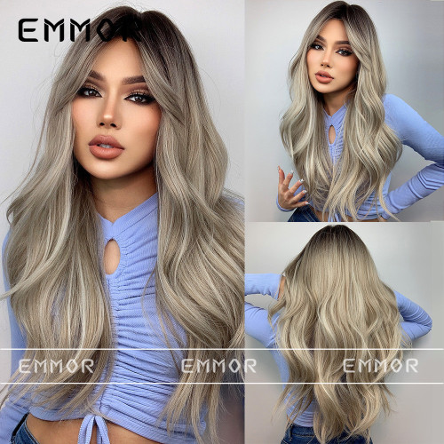 Anime animation cosplay wig women's long hair fluffy fashion makeup wig Europe and America big wave long curly hair