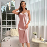 Cross border direct supply of new pajamas for women, summer ice silk sexy temptation, silk suspender pajamas, fashionable and breathable home clothing