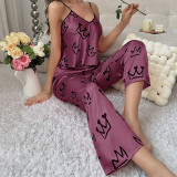 Wholesale ice silk pajamas for women, new summer camisole dresses, long pants sets, fashionable home clothing, one piece for delivery