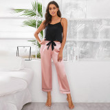 Ice silk pajamas for women, summer camisole dress and pants set, new minimalist and casual simulation silk, can be worn externally for women's home wear