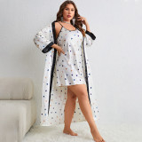 New large-sized cartoon suspender pajama set for women's casual home wear, spring and autumn lace up fashion pajama wholesale