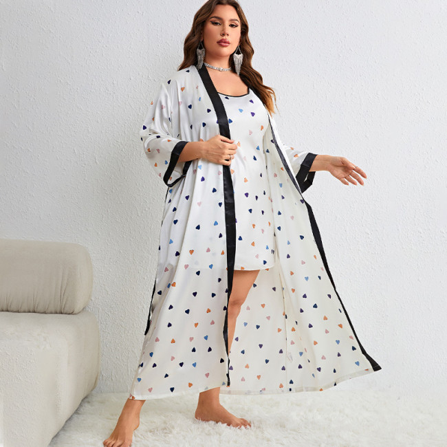 New large-sized cartoon suspender pajama set for women's casual home wear, spring and autumn lace up fashion pajama wholesale