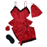 Sexy lace camisole skirt for home wear, women's summer tank top with tied shorts set, silk and ice silk pajamas for home use