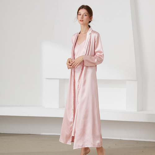 Cross border New Pajamas Women's Summer Simulation Silk Long Sling Pajama Robe Sexy and Comfortable Home Fury Set
