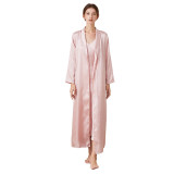 Cross border New Pajamas Women's Summer Simulation Silk Long Sling Pajama Robe Sexy and Comfortable Home Fury Set