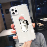 Suitable for iPhone 15 transparent air compressor phone case, new cartoon cute animal cat phone case for foreign trade