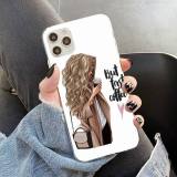 Suitable for iPhone 15 phone case, new fashionable hand drawn coffee girl phone case