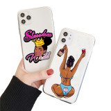 New suitable for Apple 15 cartoon black girl transparent TPU painted 14PRO MAX phone case