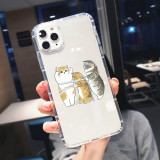 Suitable for iPhone 15 transparent air compressor phone case, new cartoon cute animal cat phone case for foreign trade