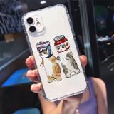 Suitable for iPhone 15 transparent air compressor phone case, new cartoon cute animal cat phone case for foreign trade