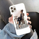 Suitable for iPhone 15 phone case, new fashionable hand drawn coffee girl phone case