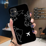 World Map Suitable for iPhone 15 Promax Pink Plane Apple 12 Surrounding XS New Phone Case