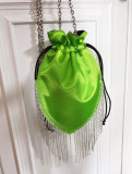 New Women's Bag French Satin Tassel Phone Bag Super Sparkling Diamond Cross Body Bag Single Shoulder Bag Women's Chain Handbag