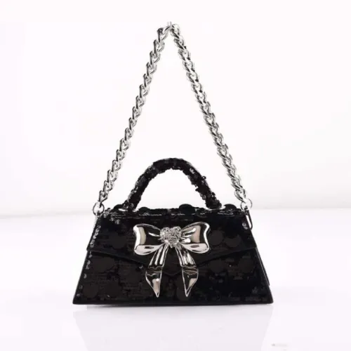 Xiaohongshu, internet celebrity, same style bag, Xiaoxiangfeng round bead slice crossbody bag, diamond inlaid bow bag, high-end chain shoulder bag