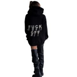American style high street hot diamond letter loose hoodie women's hooded top European and American style loose casual lazy style jacket