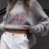 European and American oversized women's clothing Instagram windblown and worn-out sweater women's loose top autumn women's long sleeved pullover woolen jacket