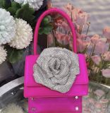 French style small fragrance bag, European and American personalized diamond inlaid rose small square bag, Instagram super hot full diamond single shoulder crossbody carrying bag