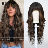 Wig women's long hair is naturally fluffy, with a full set of multi-color and multiple new products. Fashionable straight bangs and large wavy curly hair