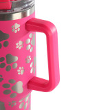 Temu's best-selling laser insulated cup, laser cat claw stainless steel insulated cup, portable handheld straw insulated cup