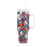 Halloween series insulated cup, American style skull head stainless steel insulated cup, portable handheld straw insulated cup