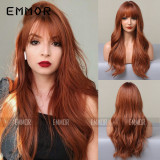 European and American white style, Amazon cross-border foreign trade exclusive air bangs, gradient golden waves, long curly wigs