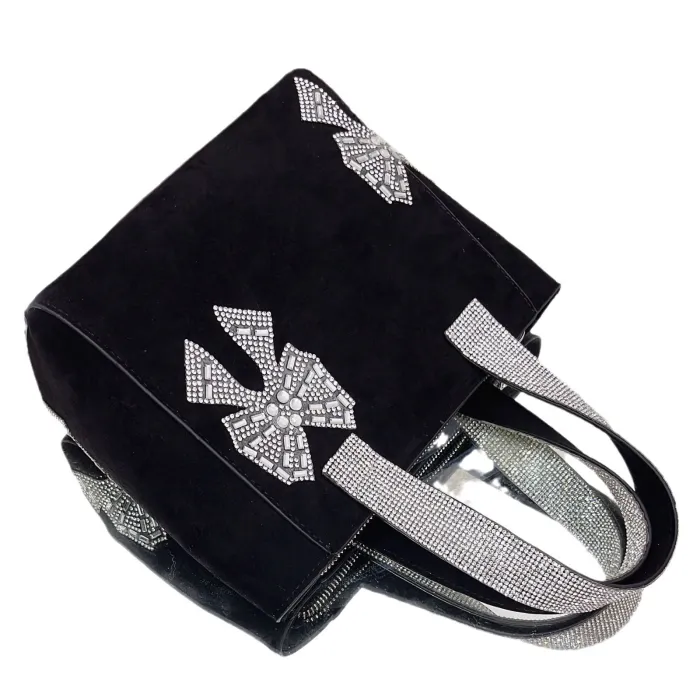 23 New Bow Decorative Handbag Xiaohongshu Same Tote Bag Unique Design Water Diamond Handbag Water Bucket