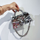 Xiaohongshu, internet celebrity, same style bag, Xiaoxiangfeng round bead slice crossbody bag, diamond inlaid bow bag, high-end chain shoulder bag
