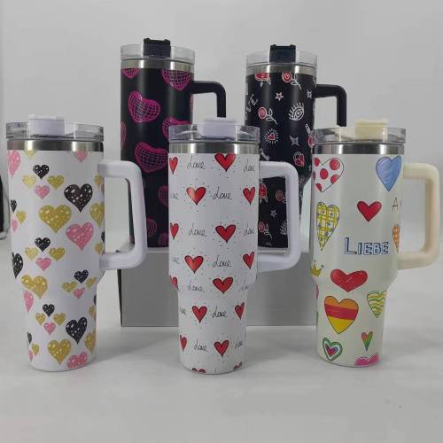 First generation 5D Valentine's Day ice cream cup, Valentine's Day stainless steel insulated cup, large capacity car cup, Valentine's Day insulated cup