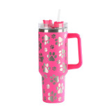 Temu's best-selling laser insulated cup, laser cat claw stainless steel insulated cup, portable handheld straw insulated cup